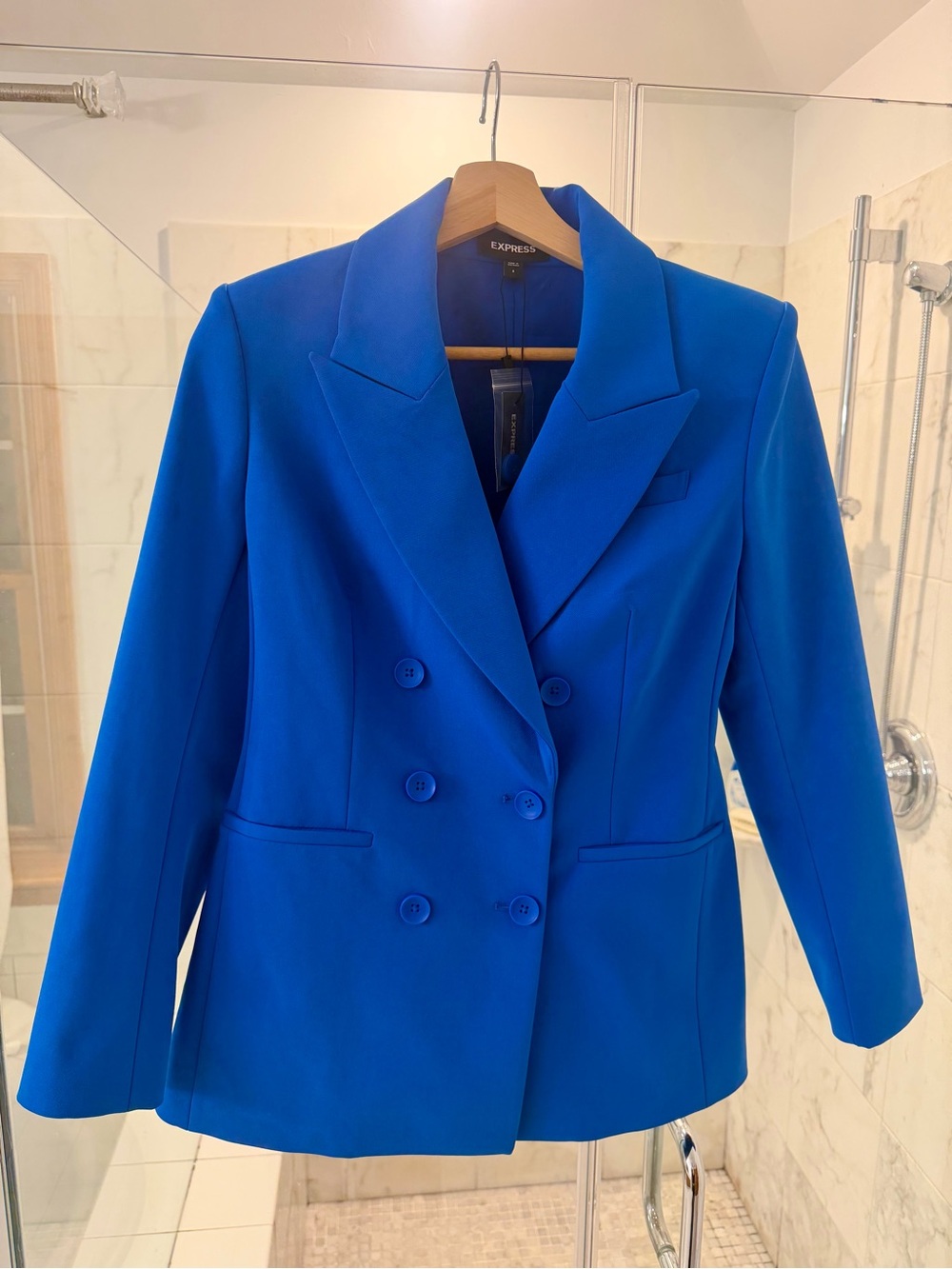 Express Women's Double-Breasted Cobalt Blue Blazer